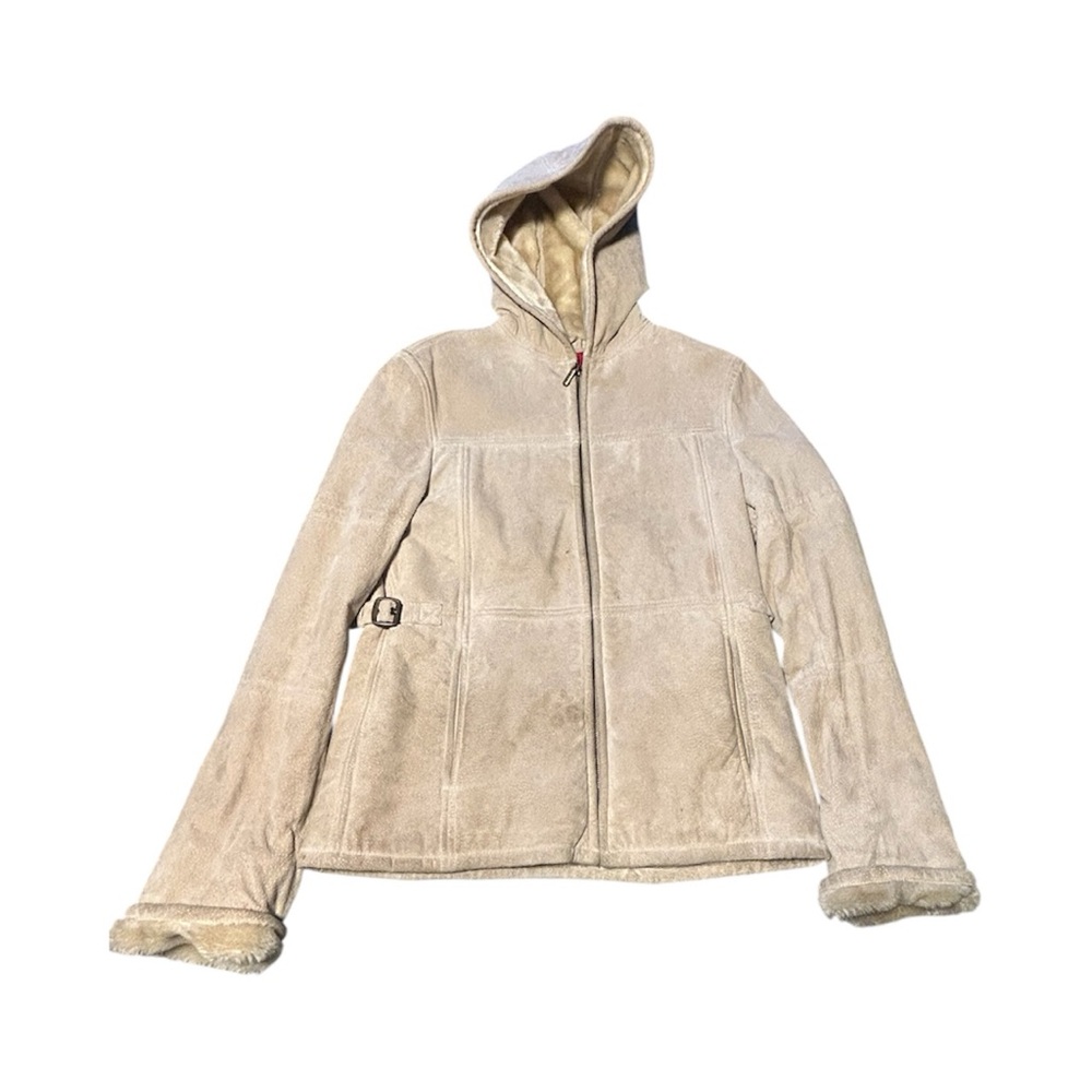 Esprit Cream genuine leather Jacket with Hood